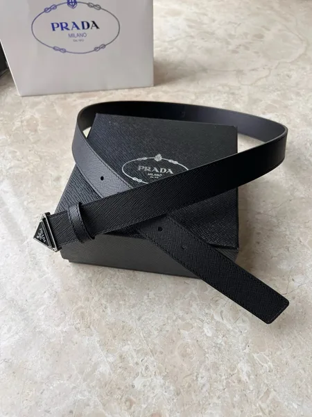 Prada Triangular Buckle Belt 30MM in Black Saffiano Leather product view 7