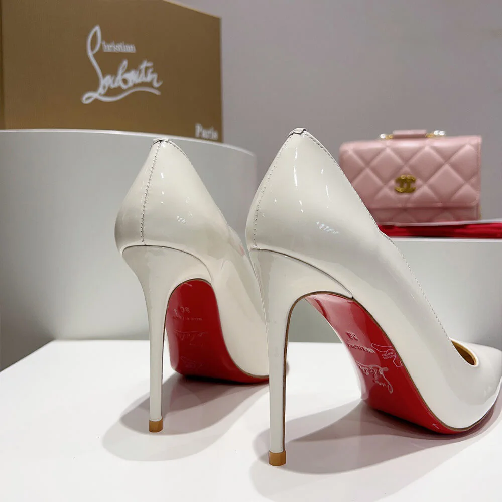 Christian Louboutin Hot Chick Scalloped Patent Pumps White product view 8