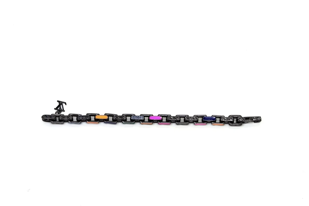 Louis Vuitton Color Enamel Monogram Link Bracelet Black with Multicolor Accents product view 8