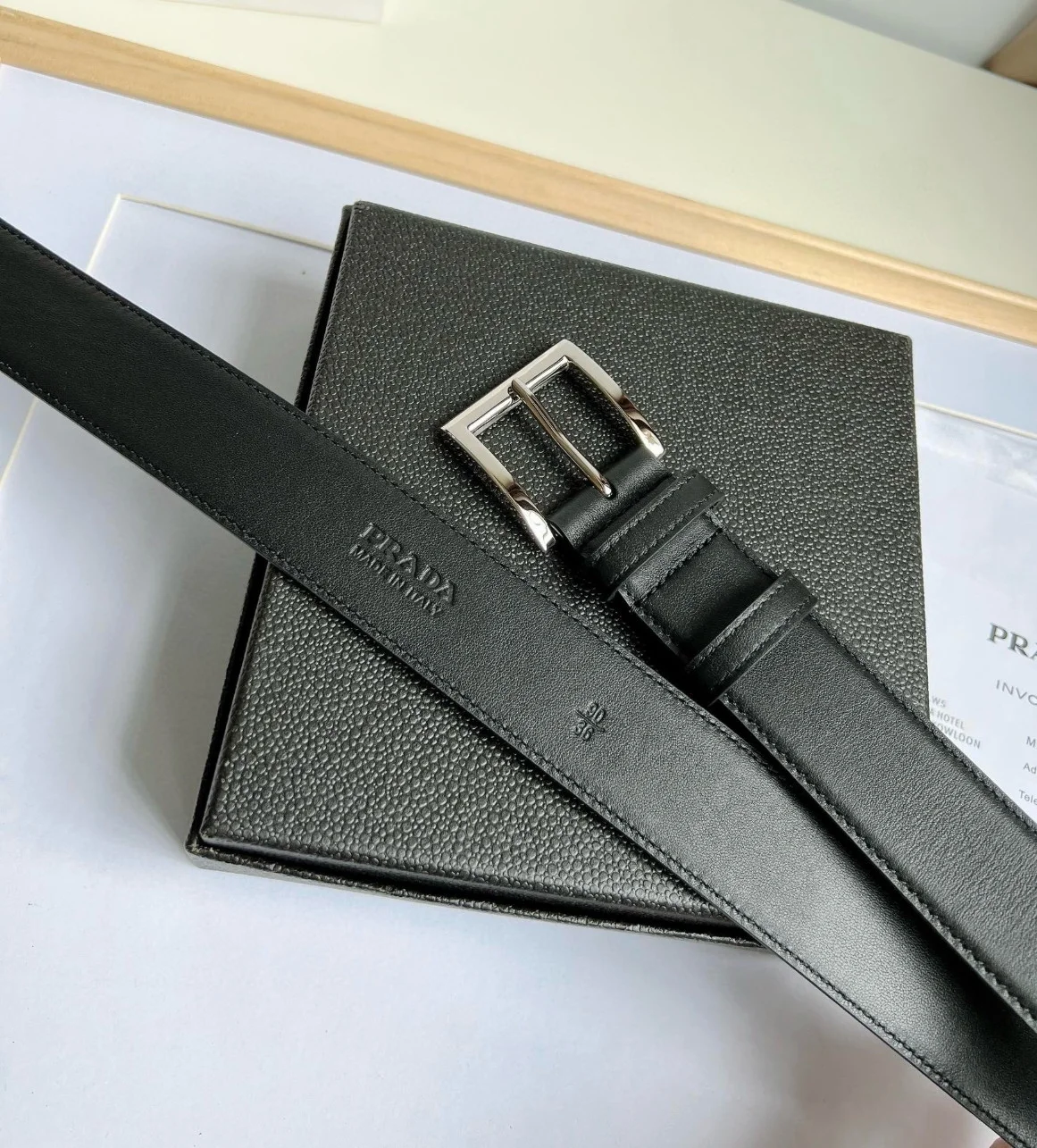 Prada 35MM Belt in Black Smooth Calfskin product view 4