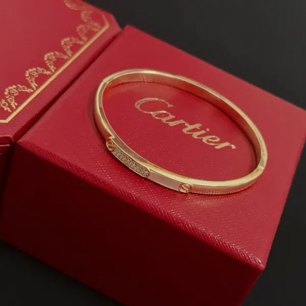 Cartier Gold-Tone Slim Bangle with Crystal-Effect Panel product view 5