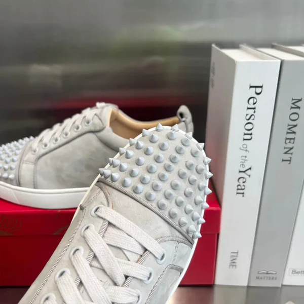 Christian Louboutin Louis Junior Spikes Textured Sneakers Off-White product view 5