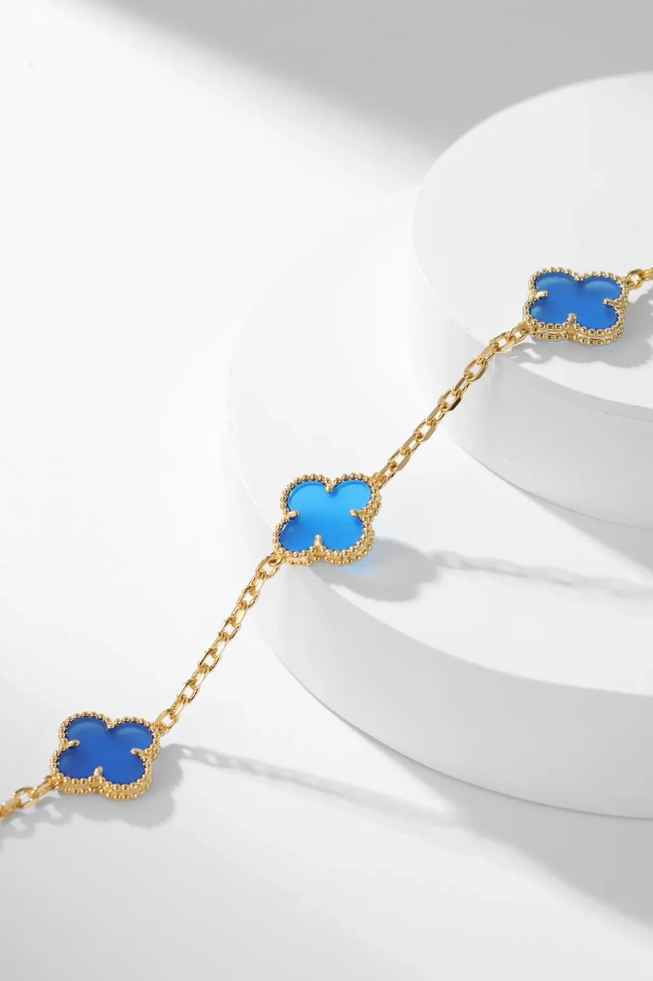 Van Cleef  Arpels Alhambra Blue Ten-Motif Gold-Tone Necklace product view 6