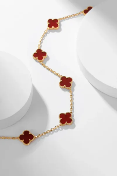 Van Cleef  Arpels Alhambra Red Ten-Motif Gold-Tone Necklace product view 2