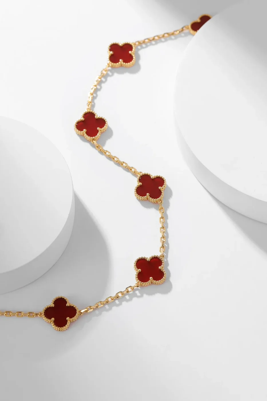 Van Cleef  Arpels Alhambra Red Ten-Motif Gold-Tone Necklace product view 2