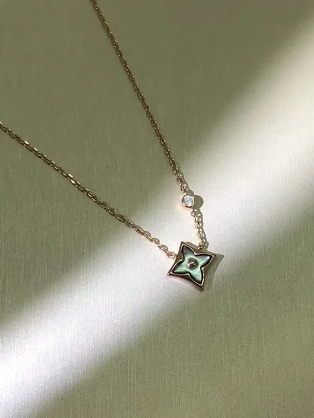 Louis Vuitton Blossom Pendant Necklace Gray Inlay and Rose-Tone product photo