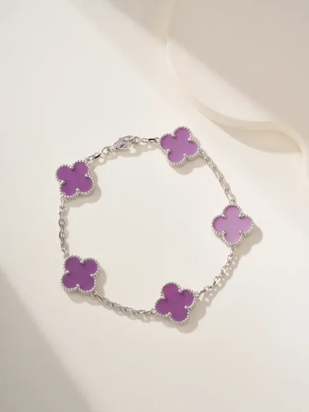 Van Cleef  Arpels Alhambra Purple Five-Clover Silver-Tone Bracelet product photo