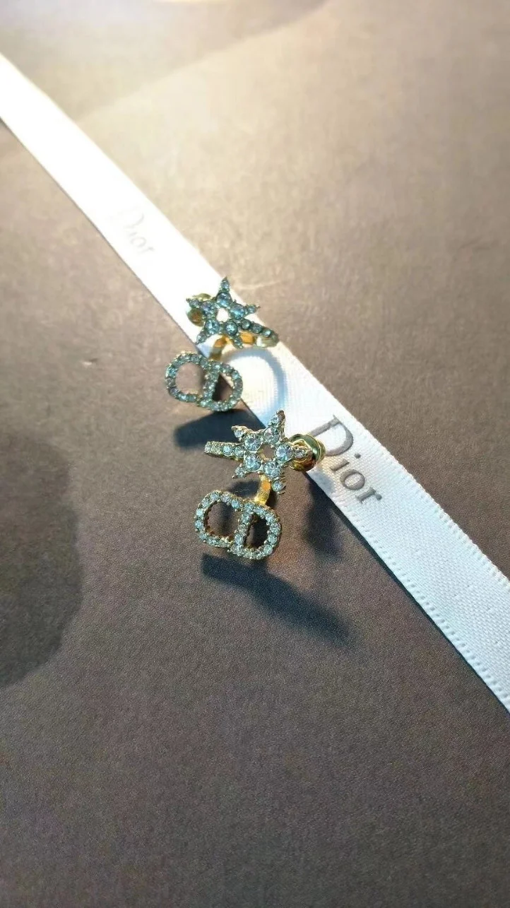 Dior Clair D Lune Earrings In Gold-Finish Metal and White Crystals product view 3