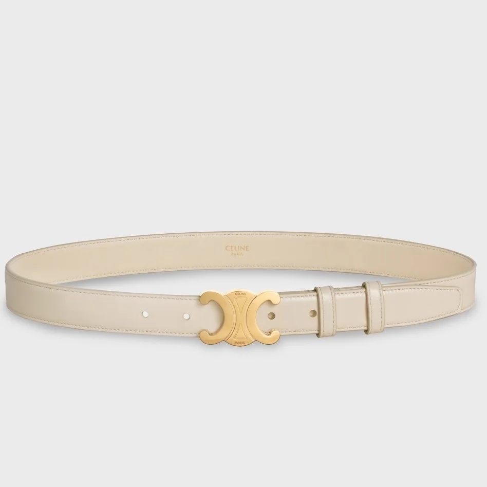 Celine Medium Triomphe Belt 25MM in White Calfskin product view 1