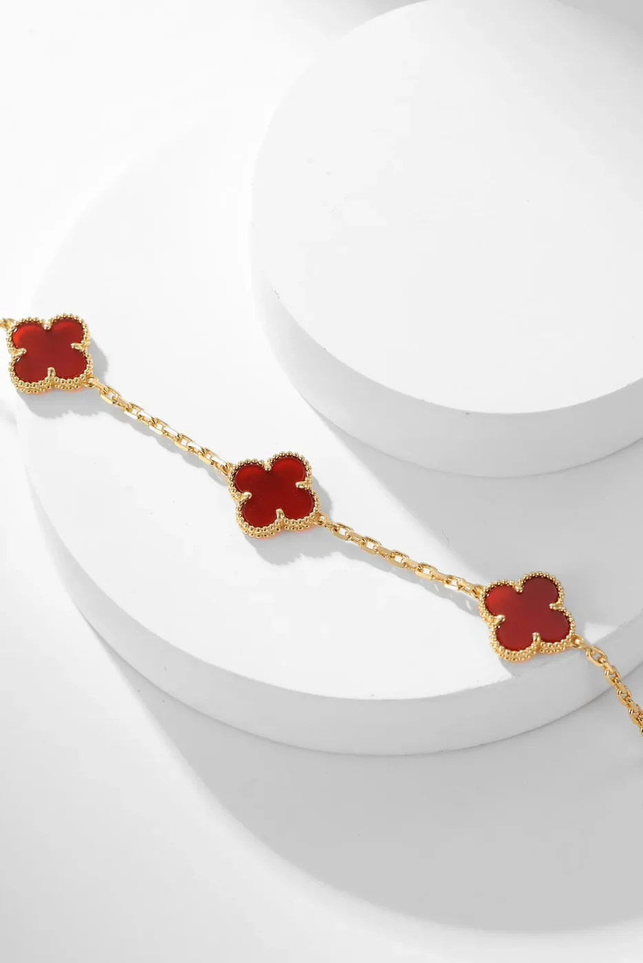 Van Cleef  Arpels Alhambra Red Ten-Motif Gold-Tone Necklace product view 7