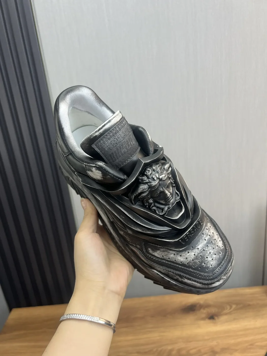 Versace Leather Sneakers in Black product view 7