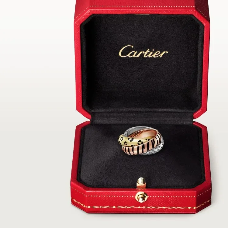 Cartier Trinity Three-Tone Animal-Pattern Interlocking Ring product view 6