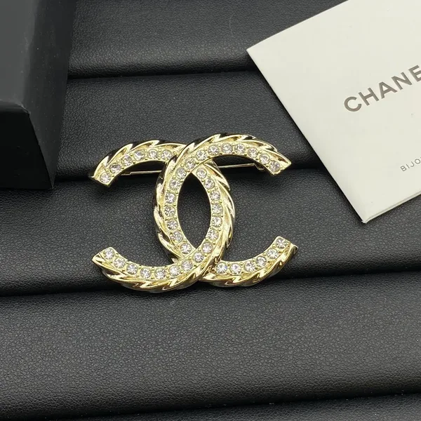 Chanel Slim Pavé CC Brooch Gold-Tone product view 5