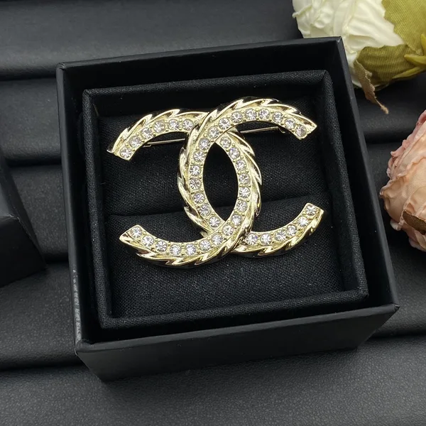 Chanel Slim Pavé CC Brooch Gold-Tone product view 2