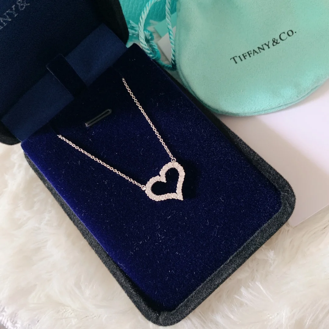 Tiffany  Co. Medium Pavé-Effect Open Heart Necklace Silver-Tone product view 5