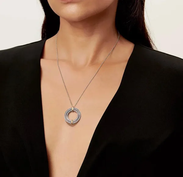 Tiffany  Co. Two-Tone Round Pavé-Effect Pendant Necklace Two-Tone product view 5