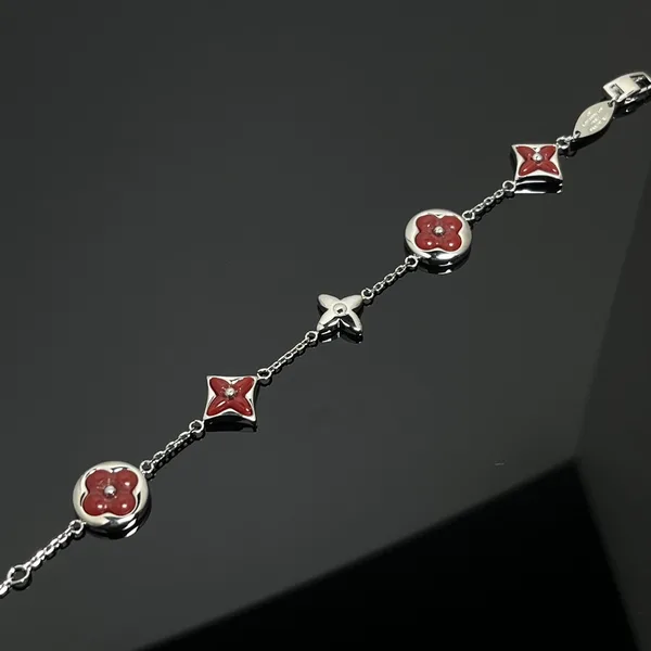 Louis Vuitton Five-Motif Sun Star Bracelet Red Inlay and Silver-Tone product photo
