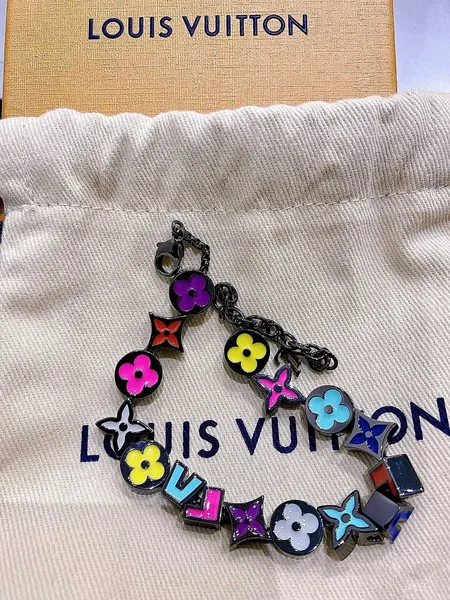 Louis Vuitton Multicolor Enamel Blossom Chain Bracelet Black with Multicolor Accents product photo