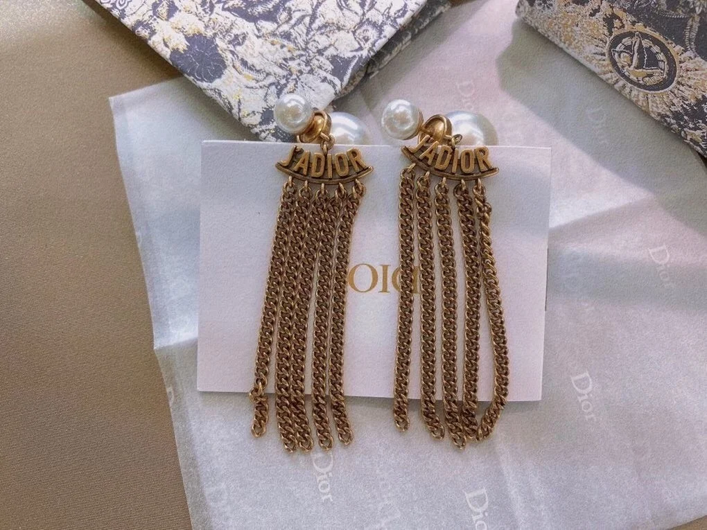 Dior Tribales Chain Earrings In Antique Gold-Finish Metal product view 6