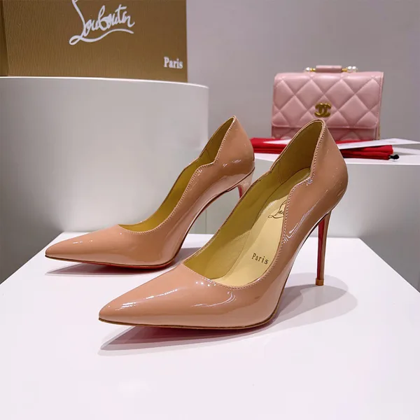 Christian Louboutin Hot Chick Scalloped Patent Pumps Nude Pink product view 2