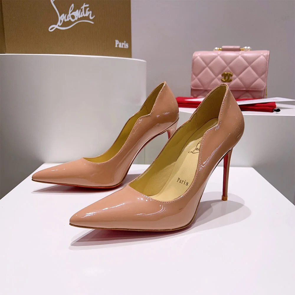 Christian Louboutin Hot Chick Scalloped Patent Pumps Nude Pink product view 2