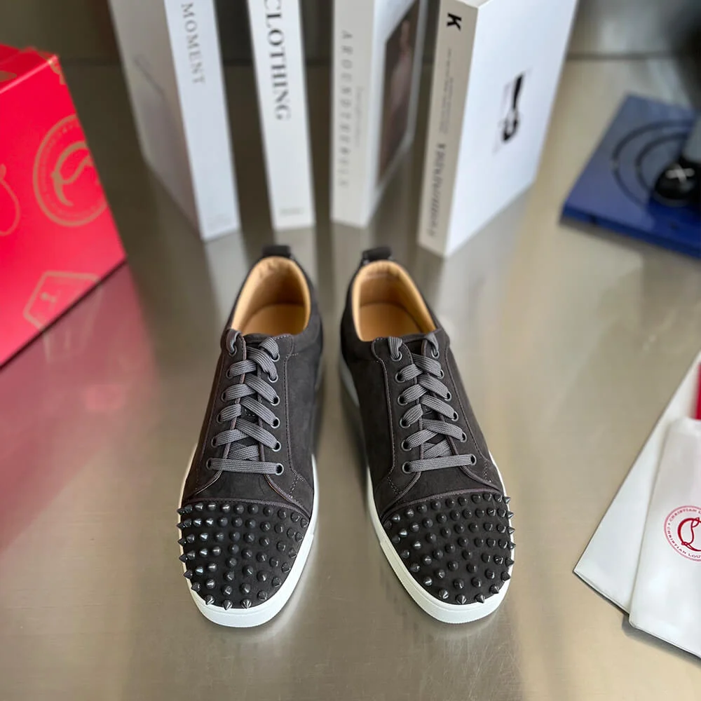 Christian Louboutin Louis Junior Spikes Sneakers Black with White Sole product view 3