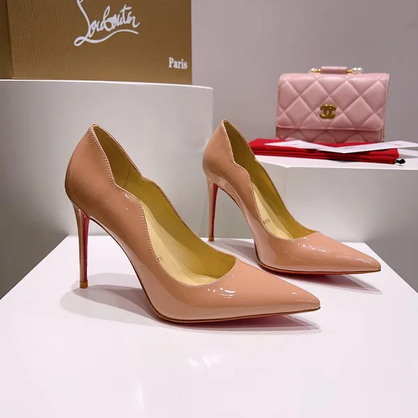 Christian Louboutin Hot Chick Scalloped Patent Pumps Nude Pink product view 4