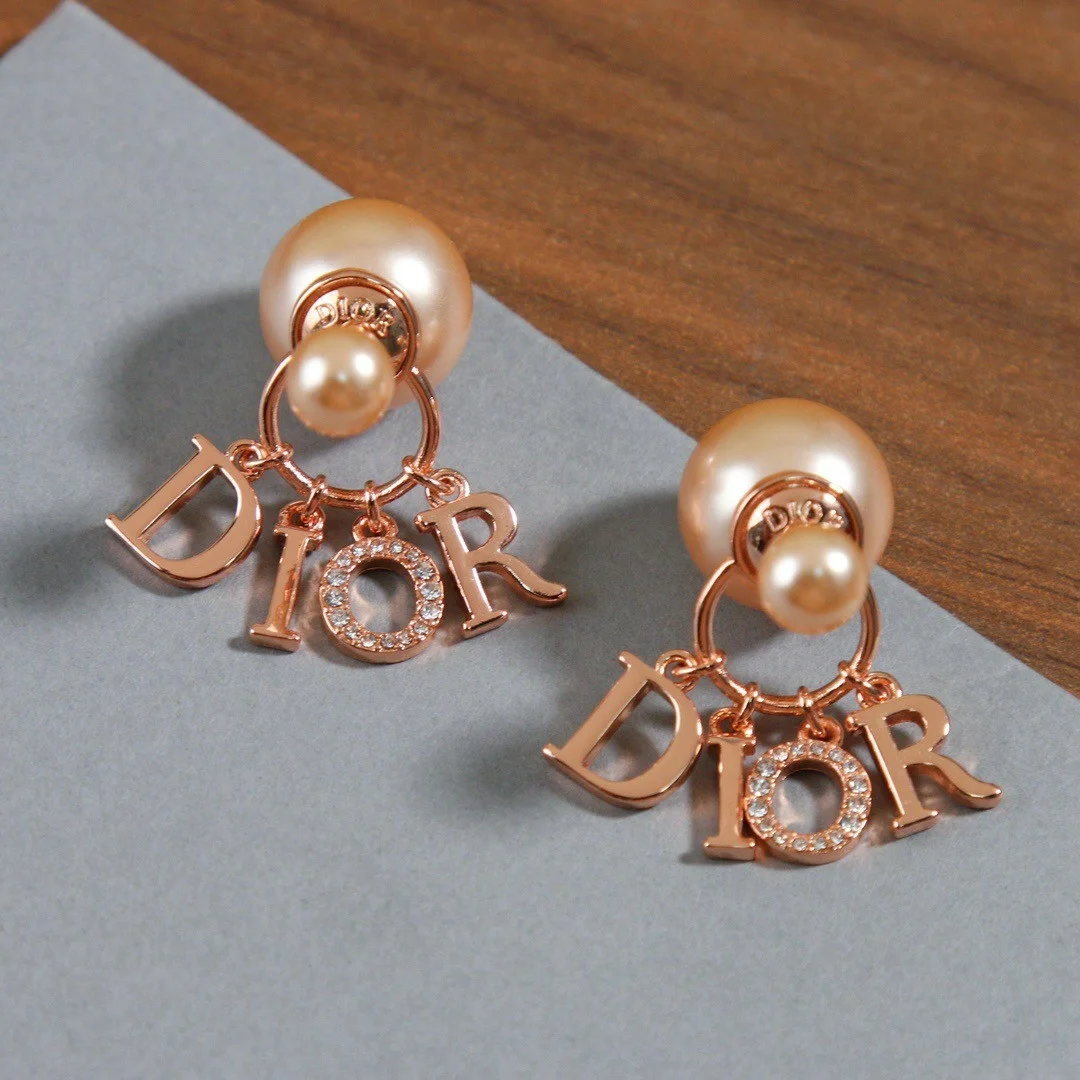 Dior Tribales Earrings In Rose Gold-Tone Metal Pearl-Effect Details and Crystals product view 4