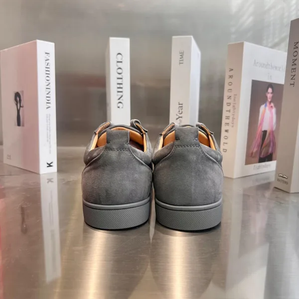 Christian Louboutin Louis Junior Spikes Suede-Effect Sneakers Grey product view 8