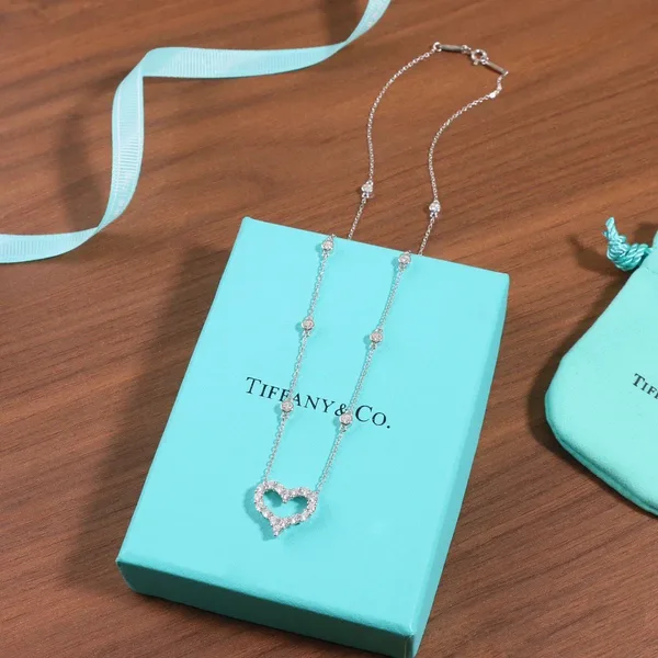 Tiffany  Co. Pavé-Effect Open Heart Necklace Silver-Tone product view 2