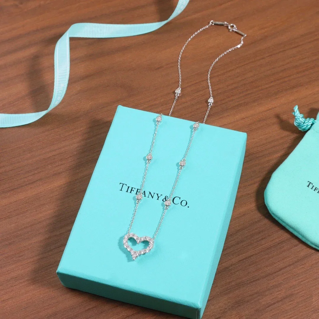 Tiffany  Co. Pavé-Effect Open Heart Necklace Silver-Tone product view 2