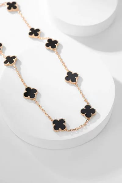 Van Cleef  Arpels Alhambra Black Ten-Motif Gold-Tone Necklace product view 3