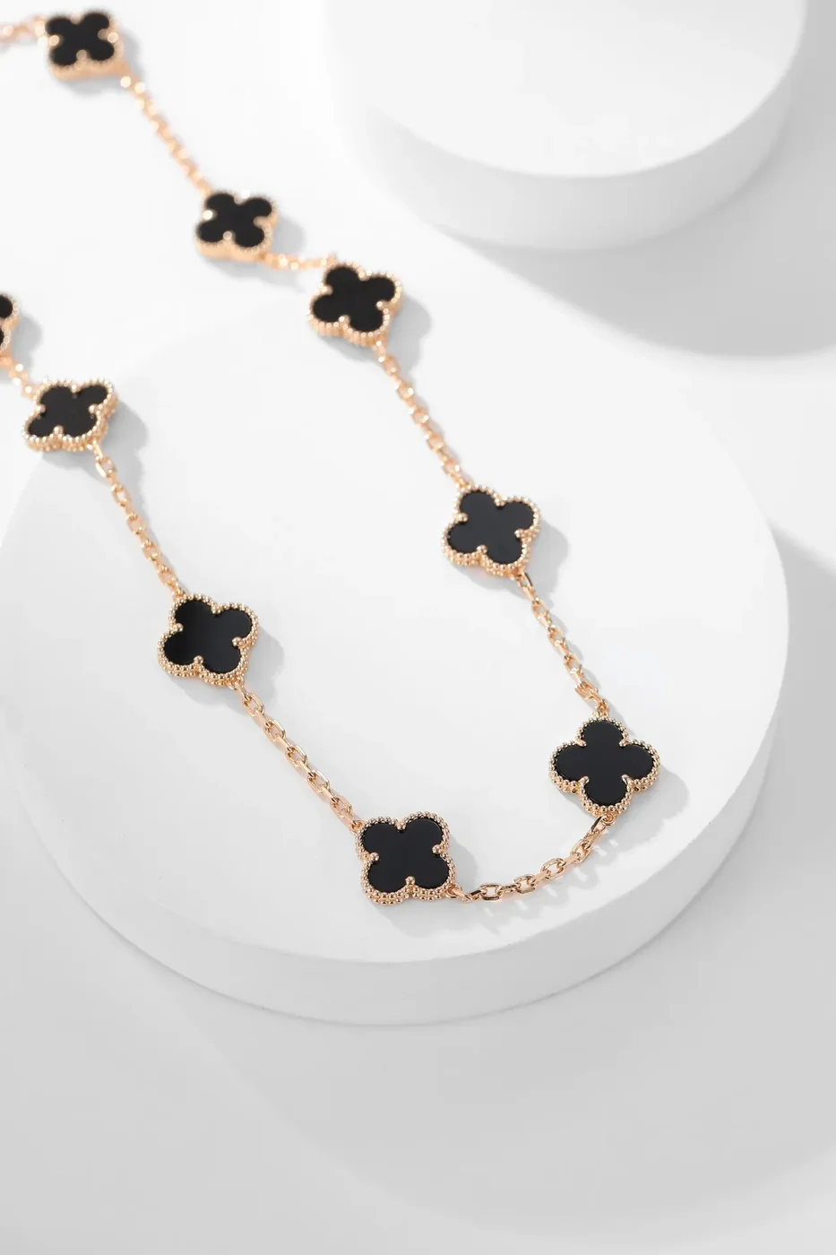 Van Cleef  Arpels Alhambra Black Ten-Motif Gold-Tone Necklace product view 3