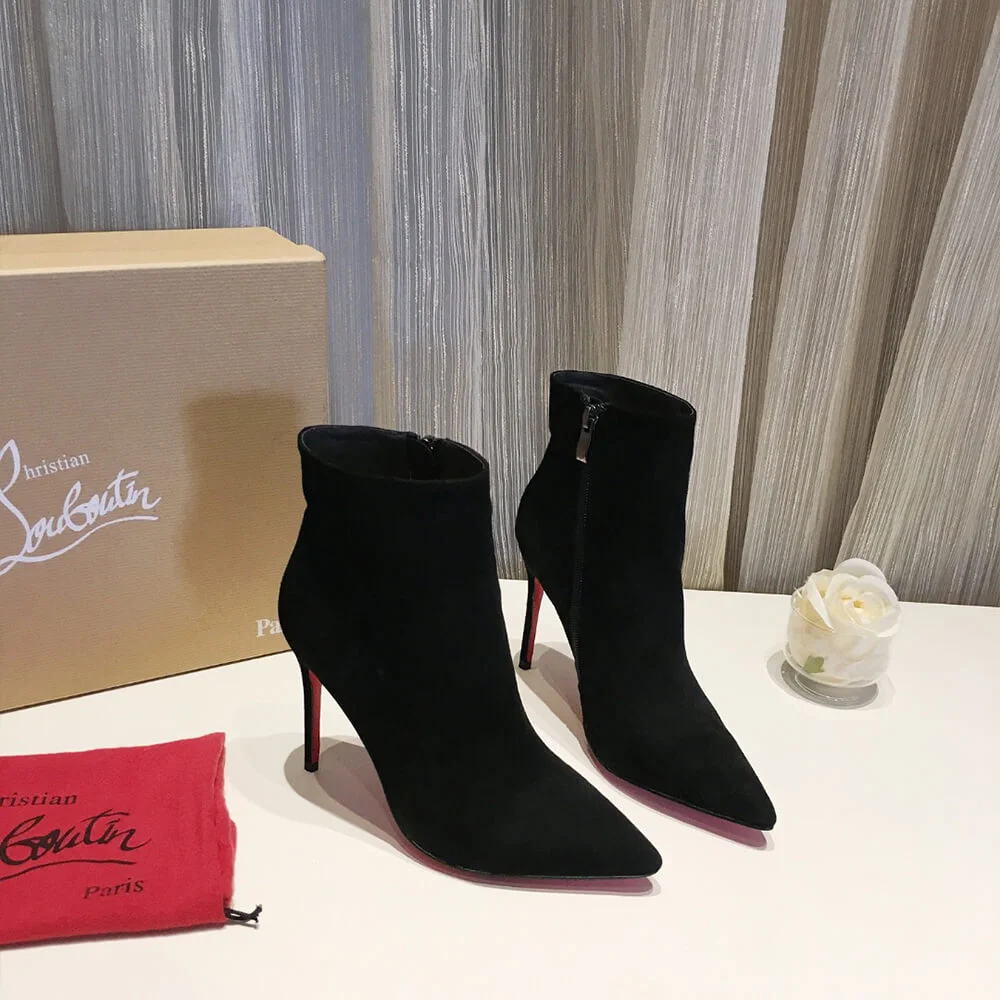 Christian Louboutin So Kate Booty 100 Suede-Effect Ankle Boots Black product view 4