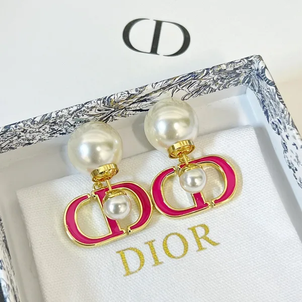 Dior Tribales Earrings in Metal and White Pearl-Effect Details with Rani Pink Lacquer product view 4