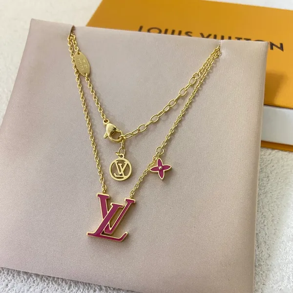 Louis Vuitton Star LV Enamel Pendant Necklace Red and Gold-Tone product photo