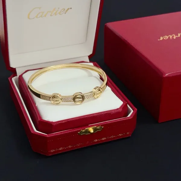 Cartier Love Gold-Tone Bangle with Three Pave-Effect Screw Motifs product photo