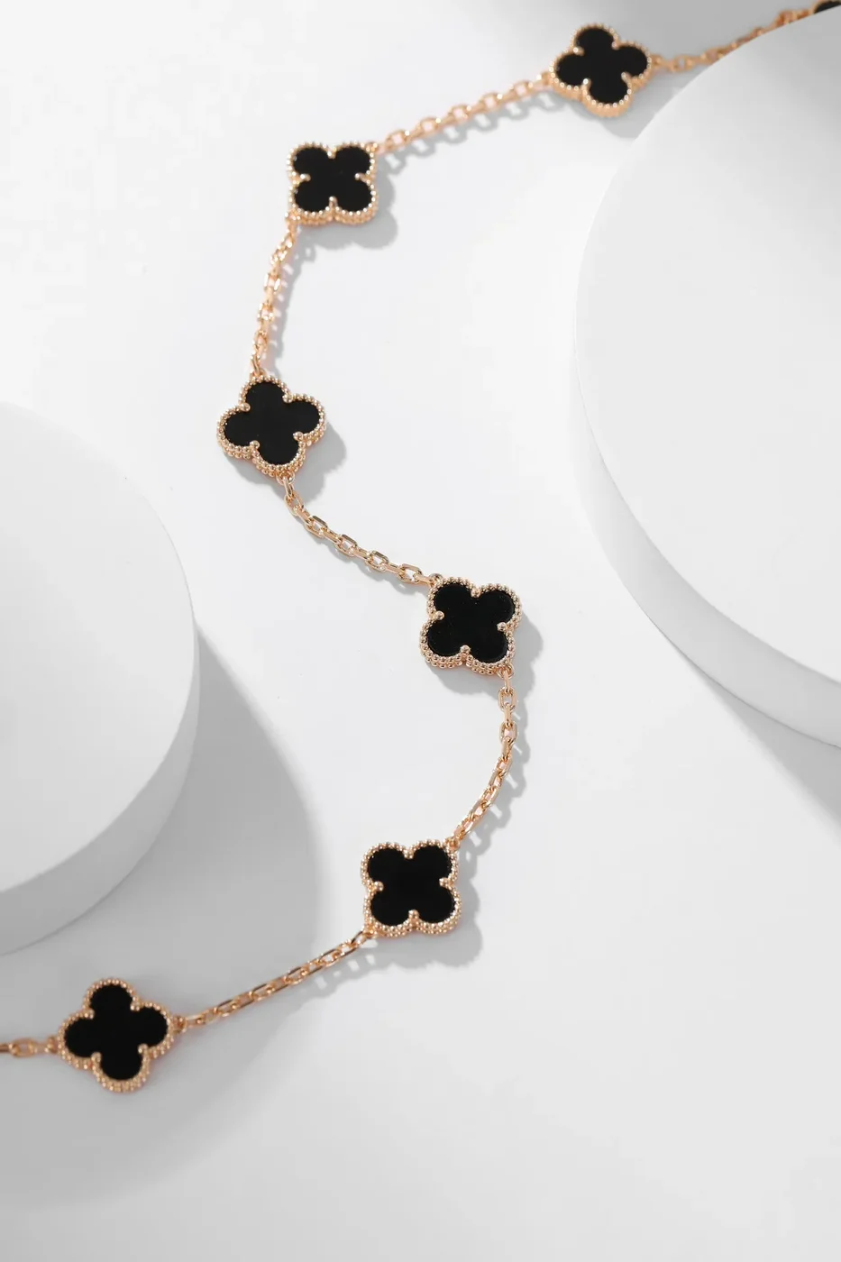 Van Cleef  Arpels Alhambra Black Ten-Motif Gold-Tone Necklace product view 7