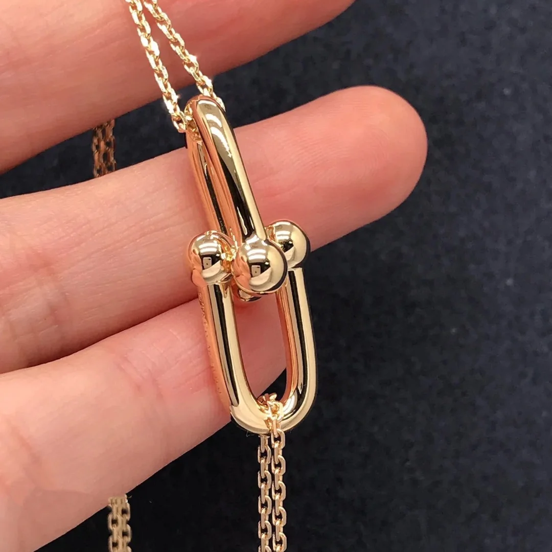 Tiffany  Co. Smooth Double Horseshoe Clasp Necklace Gold-Tone product view 2