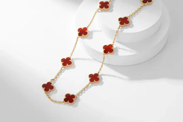 Van Cleef  Arpels Alhambra Red Ten-Motif Gold-Tone Necklace product view 4