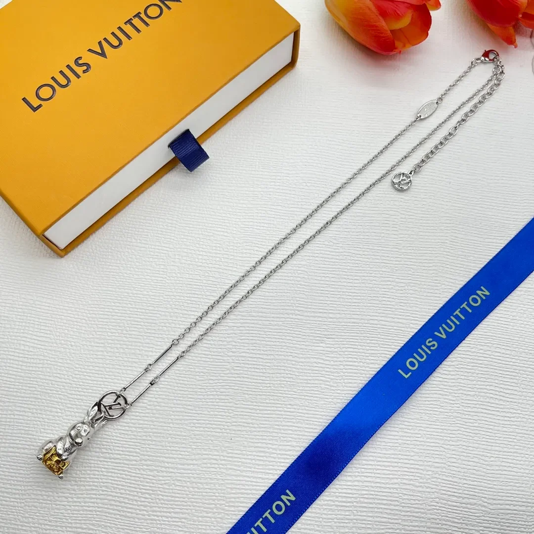 Louis Vuitton Sculptural Rabbit Pendant Necklace Silver-Tone product view 4