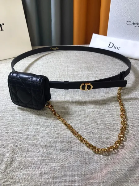 Dior Caro 15MM Belt with Removable Pouch in Black Calfskin product view 7