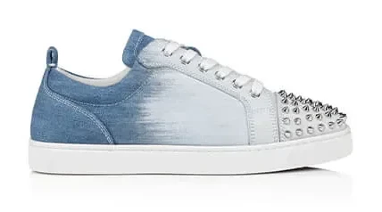 Christian Louboutin Louis Junior Spikes Sneakers White and Blue product view 1