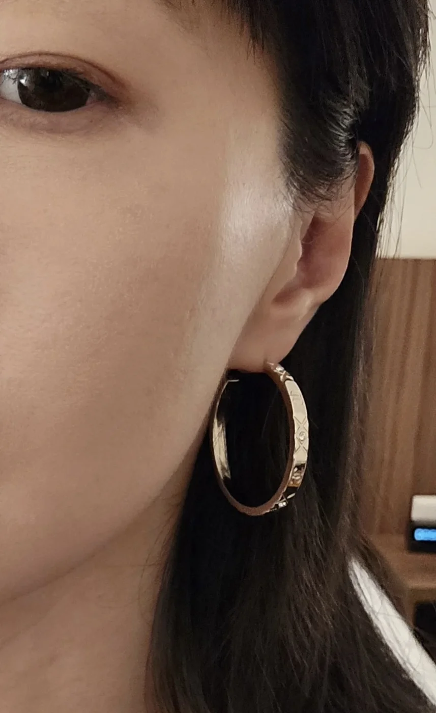 Chanel Large CC Hoop Earrings Gold-Tone product view 4