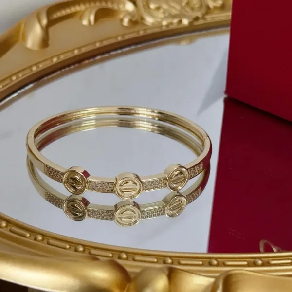 Cartier Love Gold-Tone Bangle with Three Pave-Effect Screw Motifs product view 7