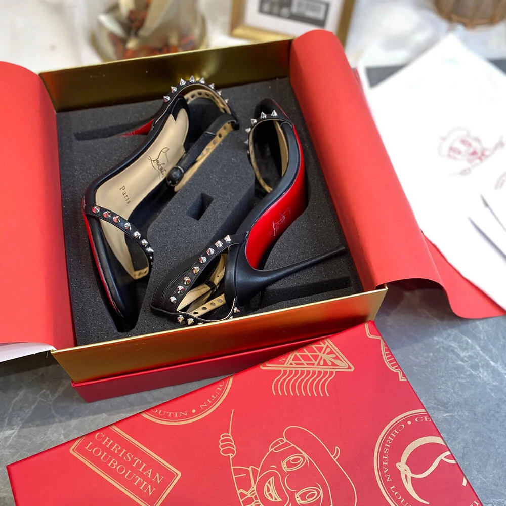 Christian Louboutin So Me Studded Ankle-Strap Sandals Black product view 8