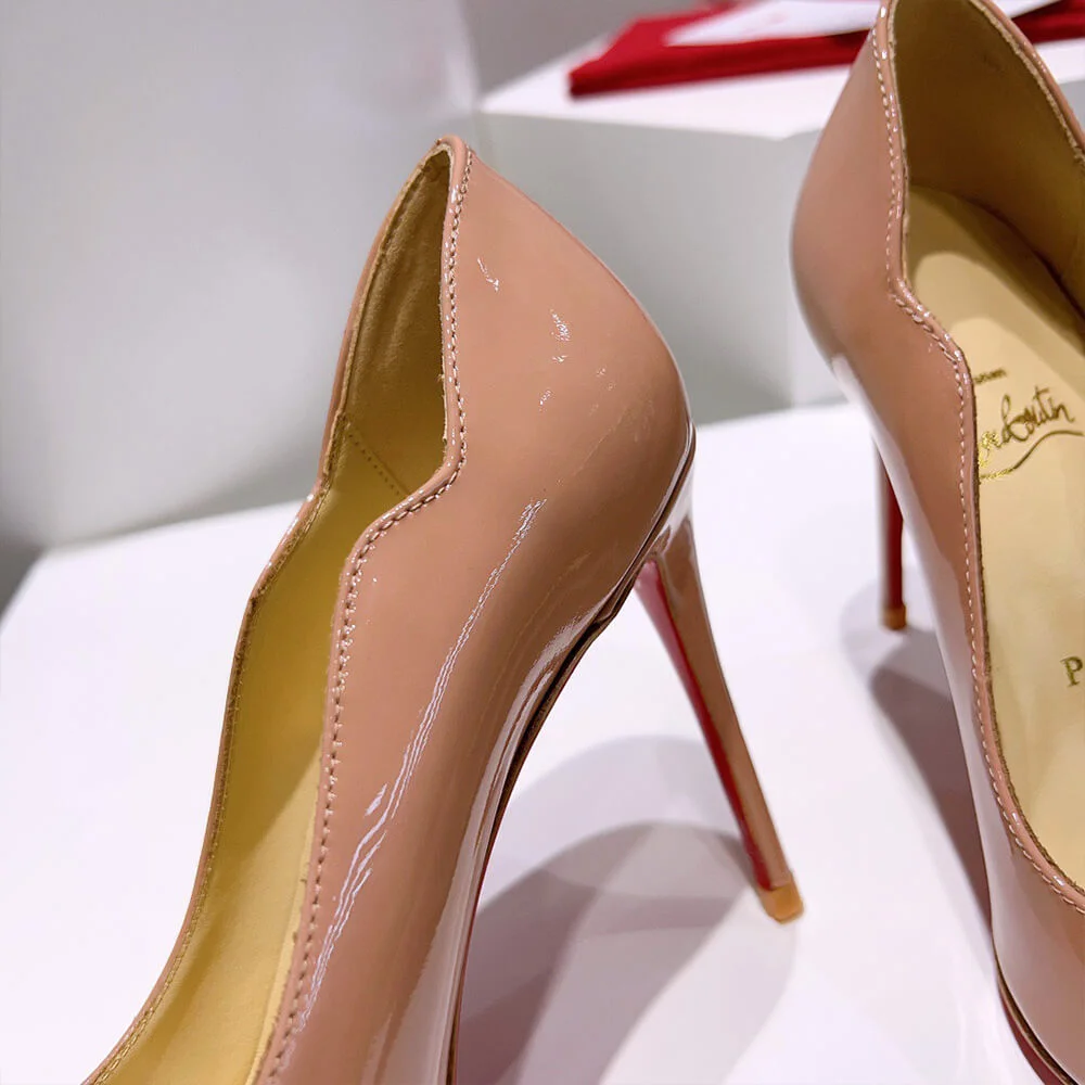 Christian Louboutin Hot Chick Scalloped Patent Pumps Nude Pink product view 6