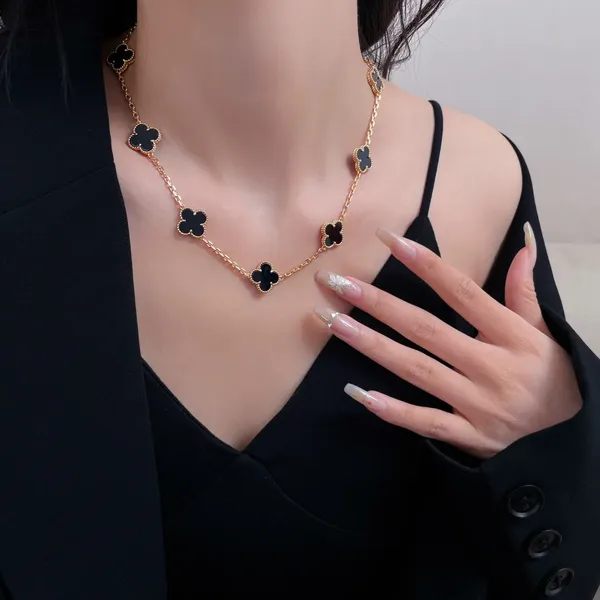 Van Cleef  Arpels Alhambra Black Ten-Motif Gold-Tone Necklace product view 9