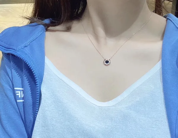 Tiffany  Co. Round T Inlay Pendant Necklace Rose-Tone with Black Inlay product photo