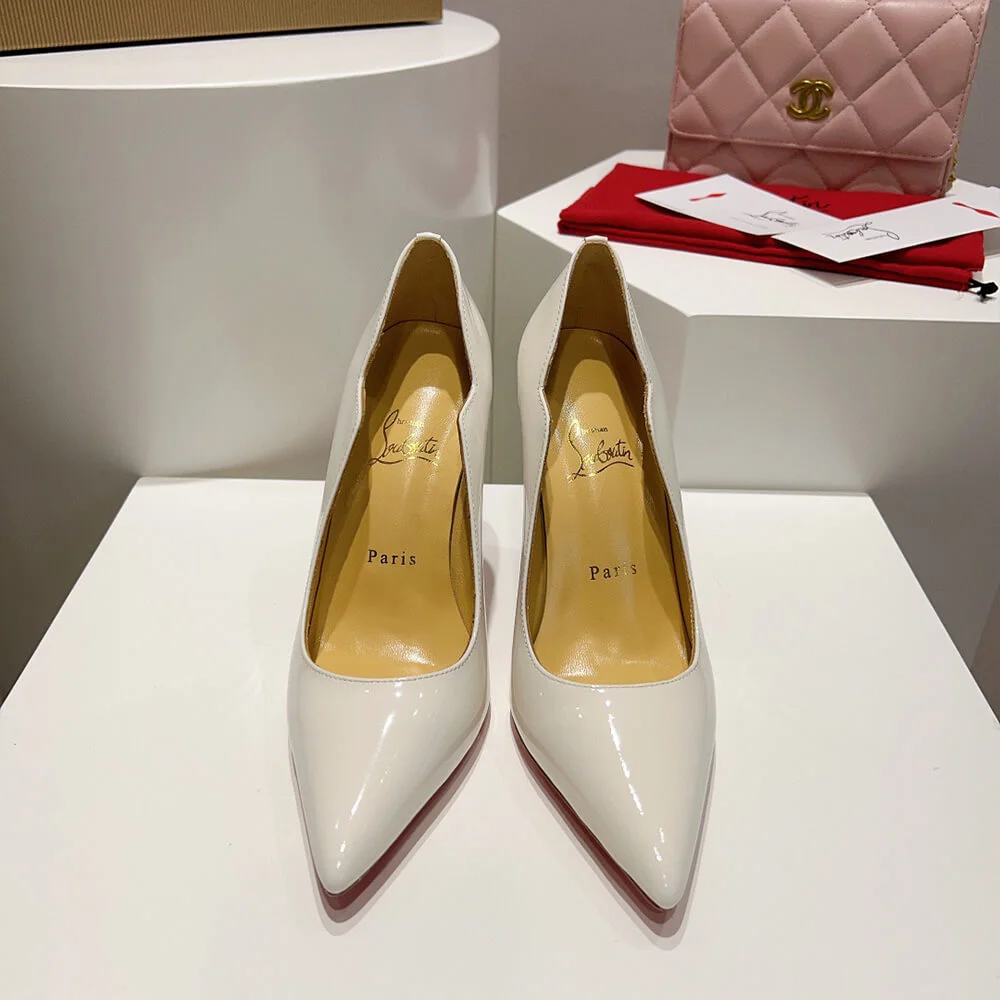 Christian Louboutin Hot Chick Scalloped Patent Pumps White product view 3